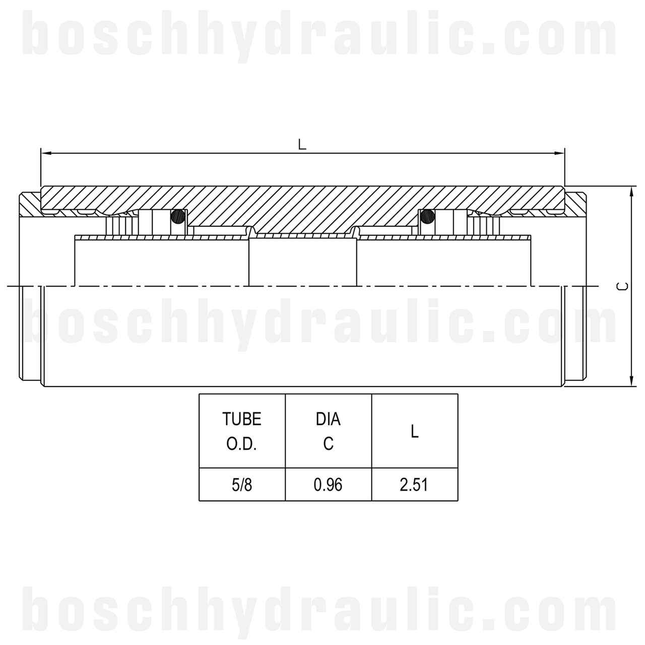 5/8" DOT PUSH-IN TUBE UNION BRASS