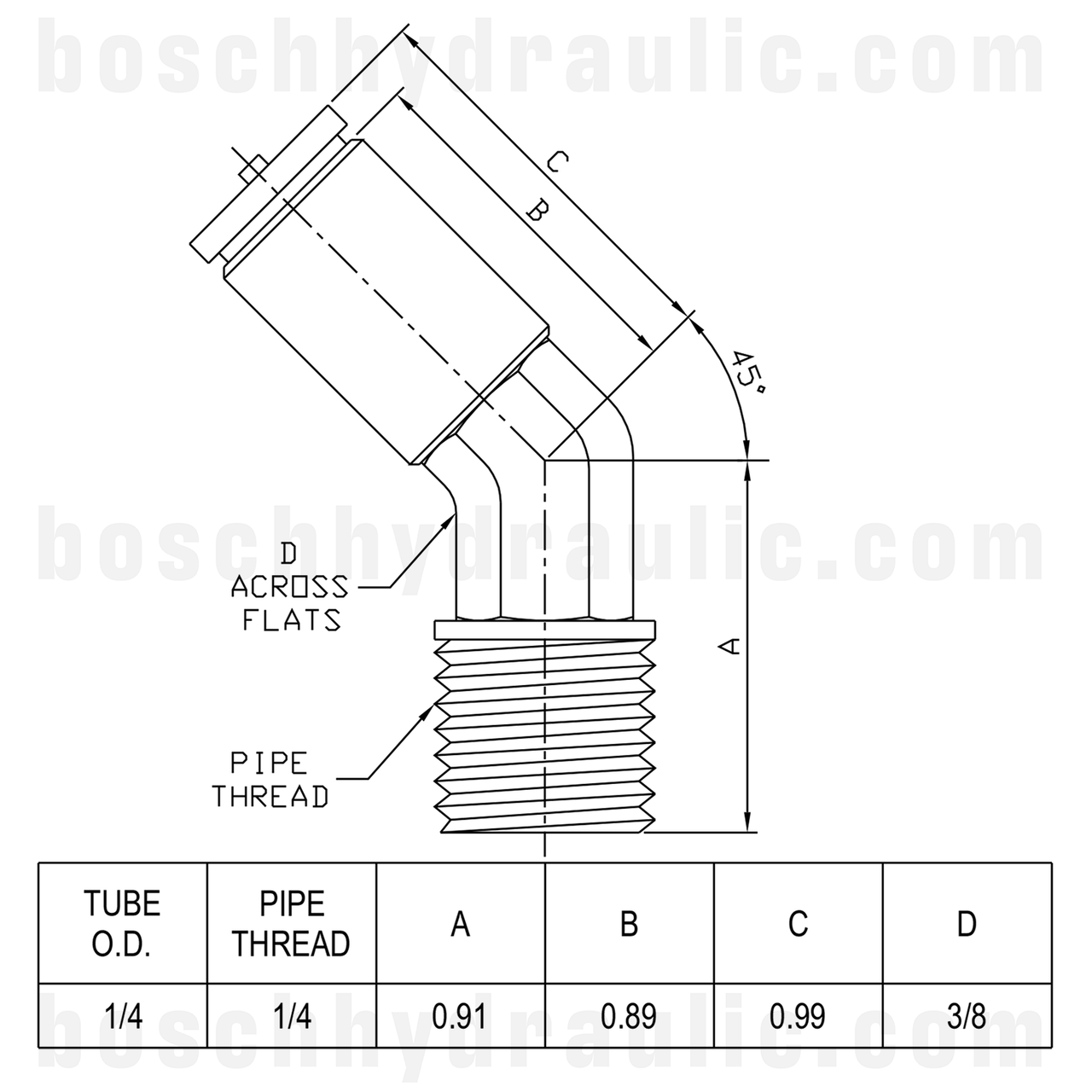 DOT PUSH-IN 45° -04 NPT M X -04 TUBE BRASS