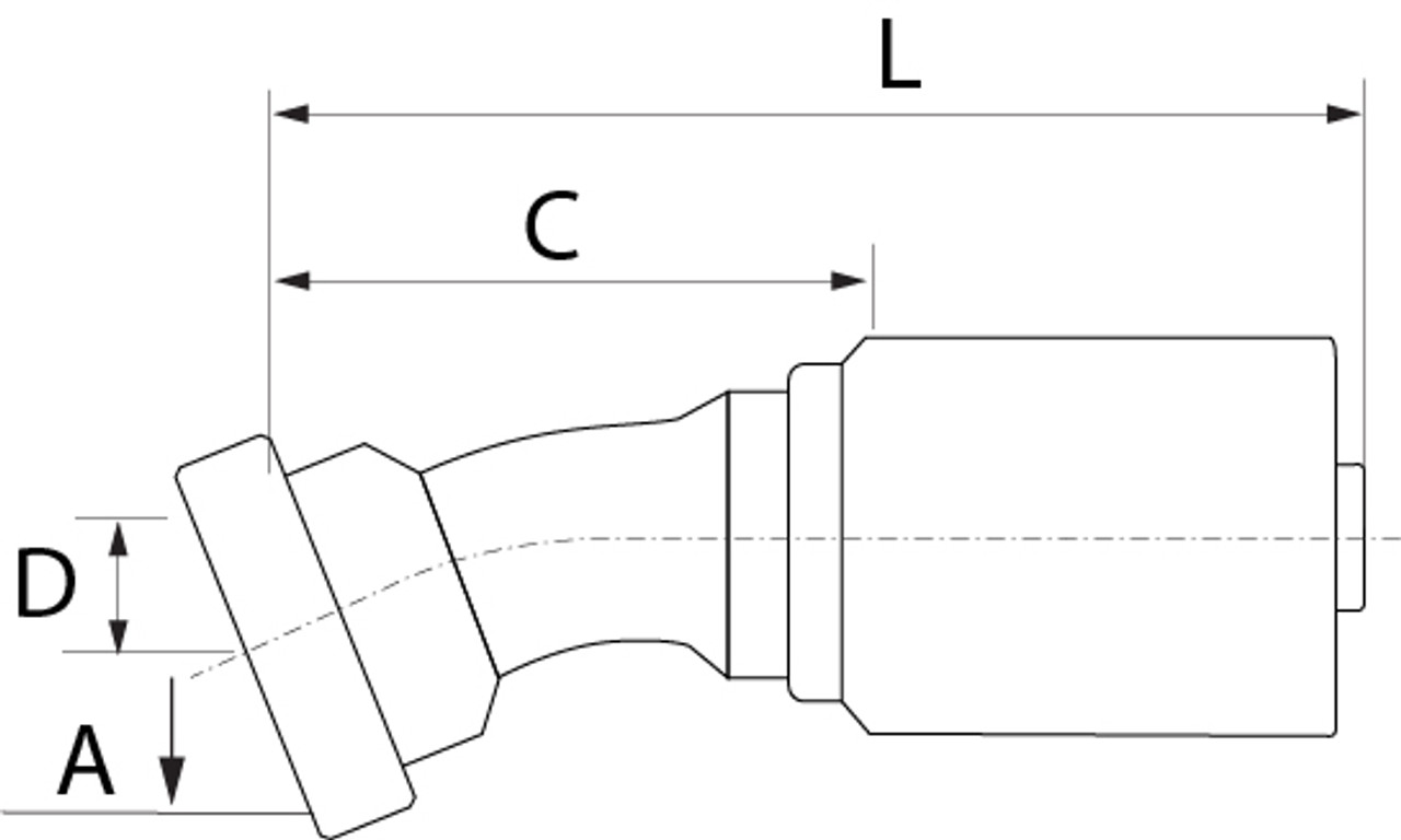 SG SERIES: Hose -12 X CODE 61 -12; 22° Elbow