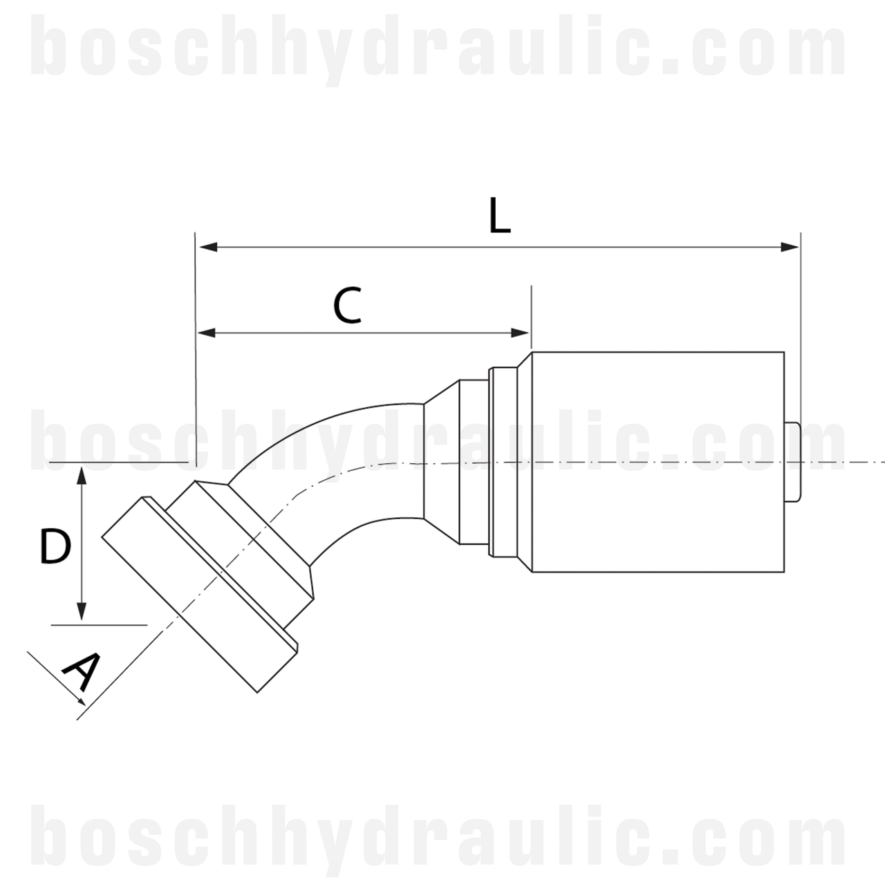 B SERIES -16 CODE 62 X -16 HOSE 45°