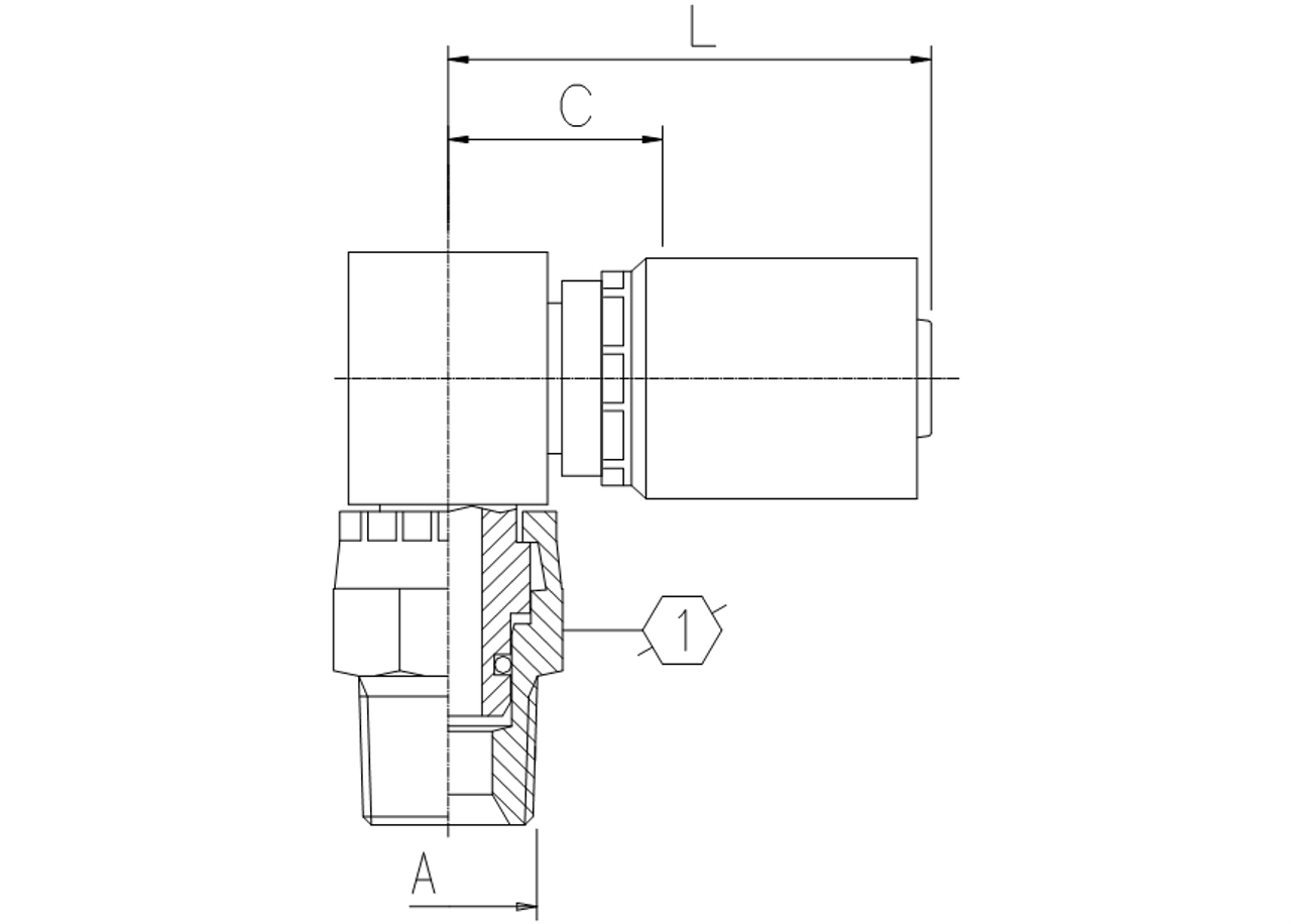 B2 SERIES: Hose -12 X NPT M SWIV -12; 90° Block Elbow