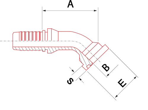 X SERIES: Hose -08 X CODE 62 -08; 45° Elbow