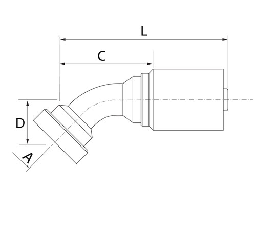 B2 SERIES: Hose -32 X CODE 62 -32; 45° Elbow