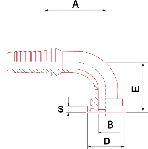 X SERIES: Hose -16 X CODE 61 -20; 90° Elbow