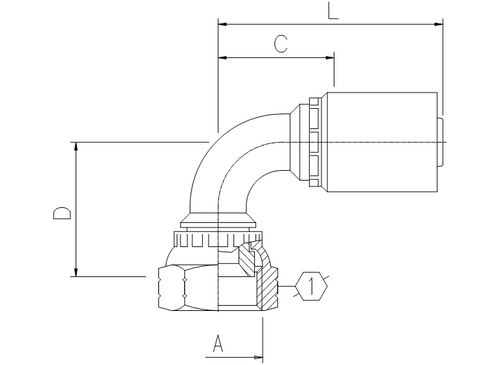 B2 SERIES: Hose -12 X Komatsu F 30mm; 90° Elbow