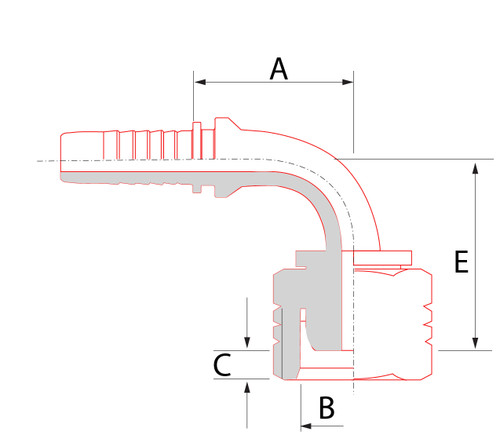 X SERIES: Hose -06 X BSP F -08; 90° Elbow
