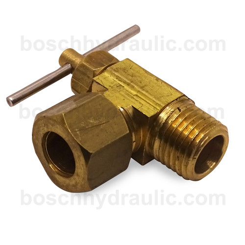 Needle Valve 90 Elbow; 1/8 NPT M x 1/4 Poly Comp-Brass
