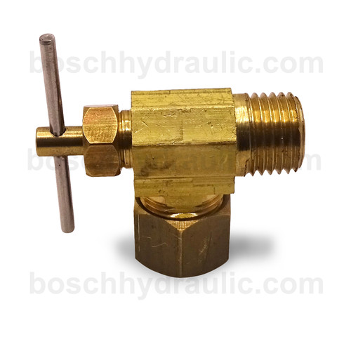Needle Valve 90 Elbow; 1/4 NPT M x 3/8 Comp-Brass