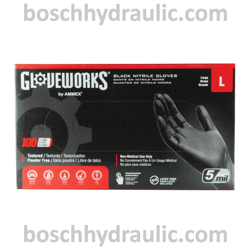 NITRILE INDUSTRIAL GLOVES 5 MIL BLACK - LARGE