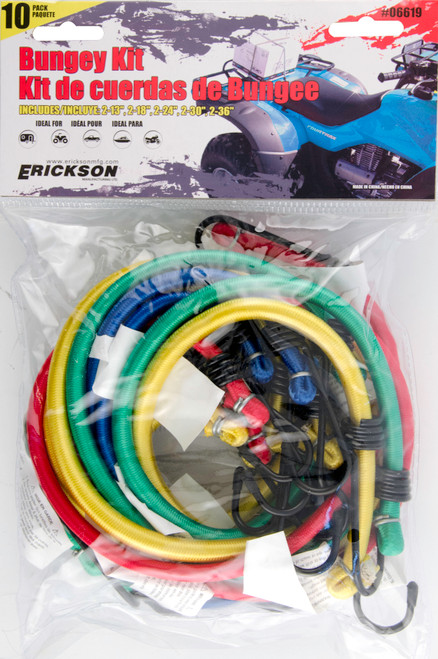 BUNGEE CORD MULTI COLOR ASSORTMENT 10 PACK / TWO OF EACH 13",18",24",30" AND 36"
