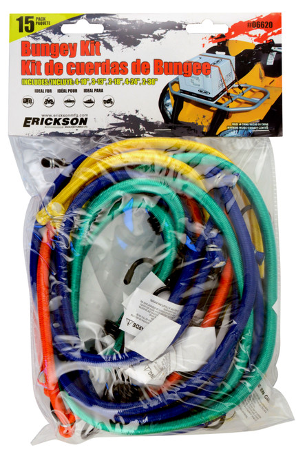 BUNGEE CORD MULTI COLOR ASSORTMENT 15 PACK / 10",13", 18", 24", 30"