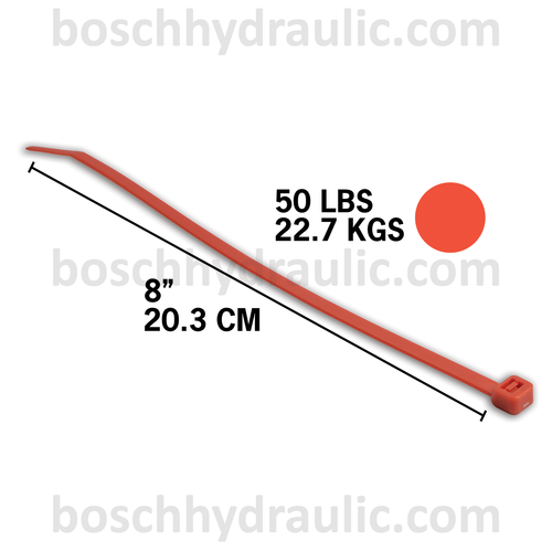 8" ORANGE NYLON CABLE TIES 50 LBS - 100 PACK