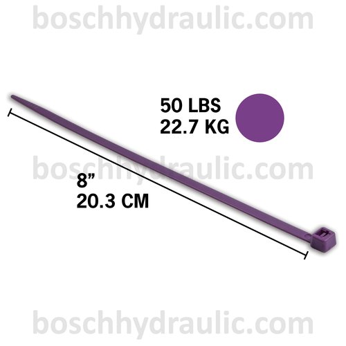 8" PURPLE NYLON CABLE TIES 50 LBS - 100 PACK