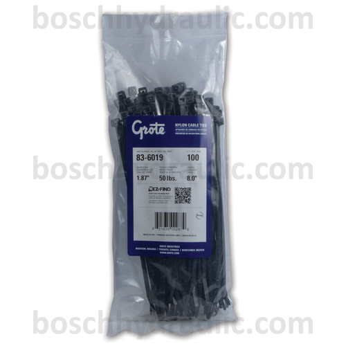 8" BLACK NYLON CABLE TIES 50 LBS - 100 PACK