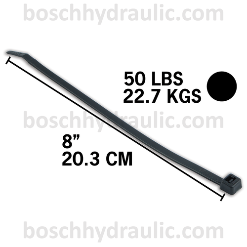 8" BLACK NYLON CABLE TIES 50 LBS - 100 PACK