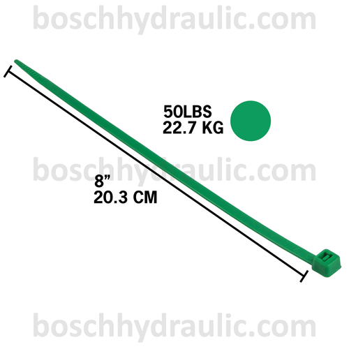 8" GREEN NYLON CABLE TIES 50 LBS - 100 PACK