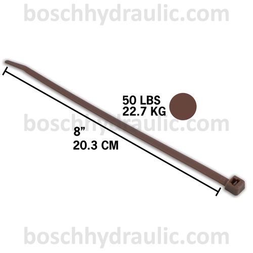 8" BROWN NYLON CABLE TIES 50 LBS - 100 PACK