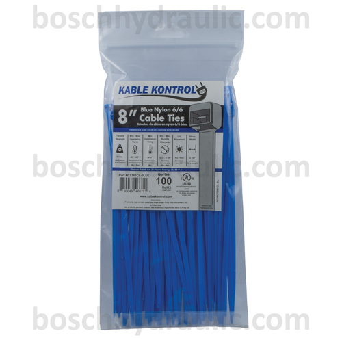 8" BLUE NYLON CABLE TIES 50 LBS - 100 PACK