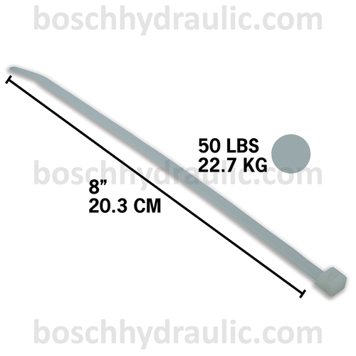 8" NATURAL NYLON CABLE TIES 50 LBS - 100 PACK