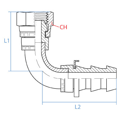 Hose -16 X BSP F -16 PUSH-ON; 90° Elbow