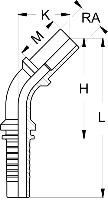 X SERIES: Hose -04 X STANDPIPE 06 MM; 45° Elbow