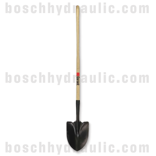 ROUND POINT SHOVEL, LONG WOOD HANDLE