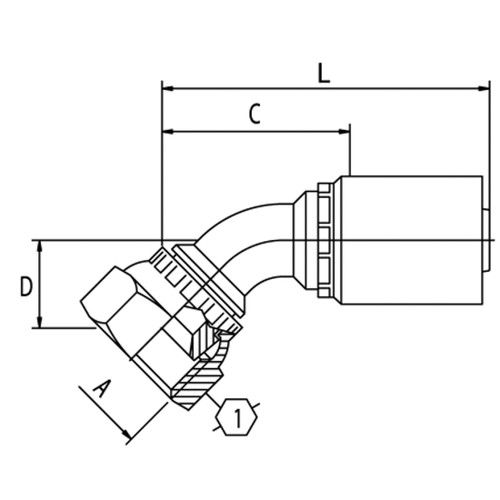 B2 SERIES: Hose -10 X JIC F -12; 45° Elbow