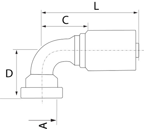 SG SERIES: Hose -24 X CODE 62 -32; 90° Elbow