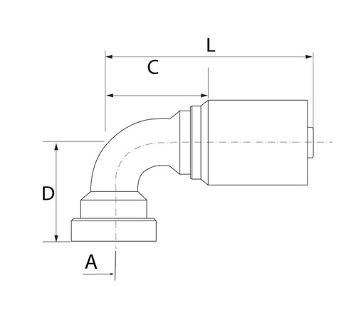 B2 SERIES: Hose -16 X CODE 62 -16; 90° Elbow