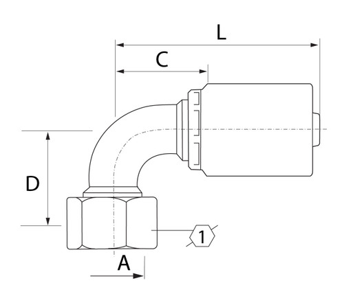 SG SERIES: Hose -10 X DIN F 18L; 90° Elbow