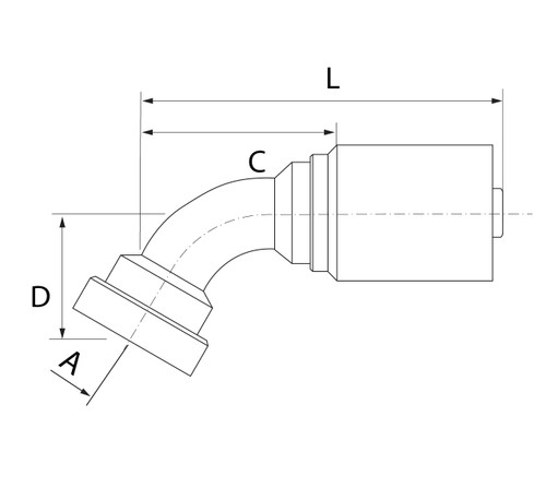 B2 SERIES: Hose -16 X CODE 61 -16; 60° Elbow