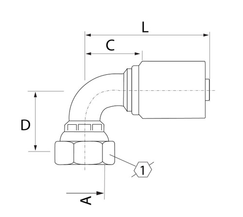 SG SERIES: Hose -16 X BSP F -16; 90° Elbow