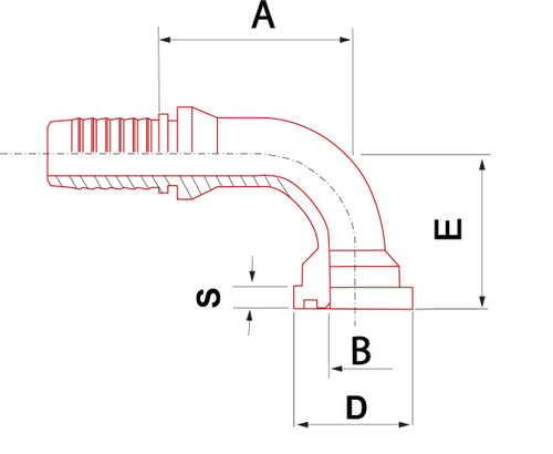 X SERIES: Hose -10 X CODE 62 -08; 90°Elbow