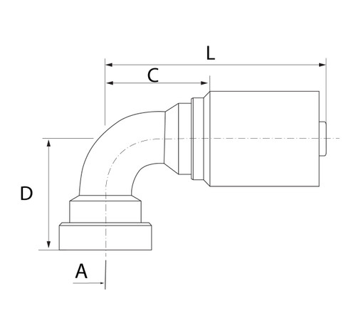 B2 SERIES: Hose -16 X CODE 61 -20; 90° Elbow