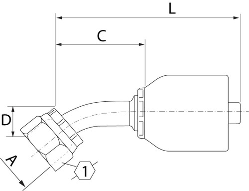 SG SERIES: Hose -24 X JIC F -24; 45° Elbow