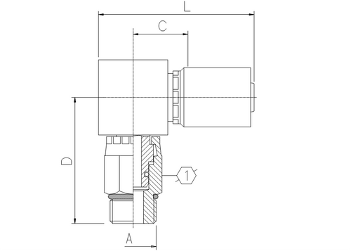 B2 SERIES: Hose -08 X ORB M SWIV -08; 90° Block Elbow