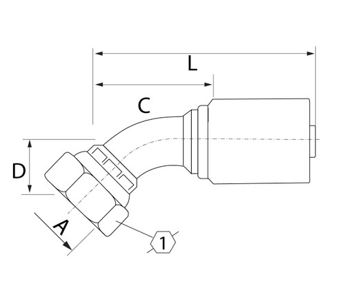SG SERIES: Hose -32 X BSP F -32; 45° Elbow