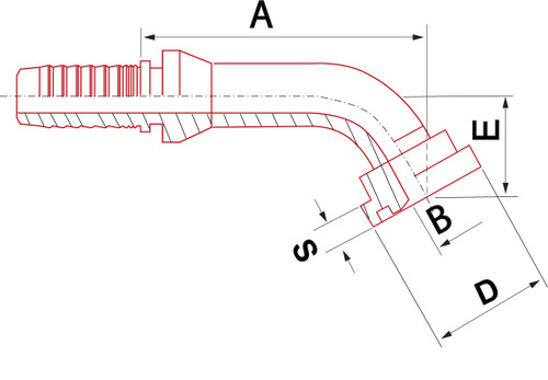 X SERIES: Hose -12 X CODE 61 -12; 60° Elbow