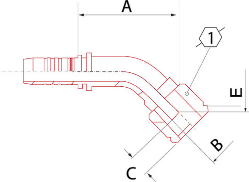 X SERIES: Hose -08 X JIC F -08; 45° Elbow