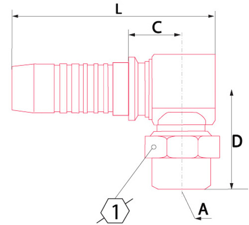 X SERIES: Hose -06 X NPT M SWIV -04; 90­° Block Elbow
