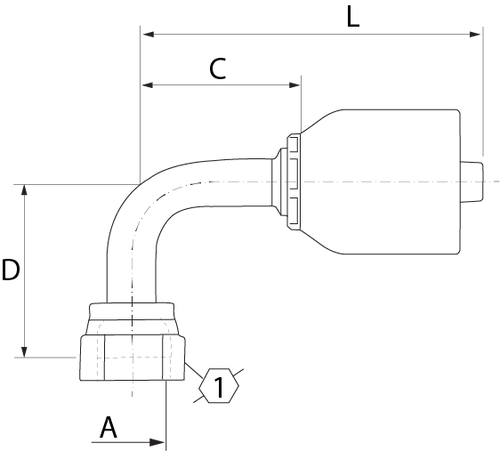 SG SERIES: Hose -12 X ORFS F -12; 90° Short Elbow