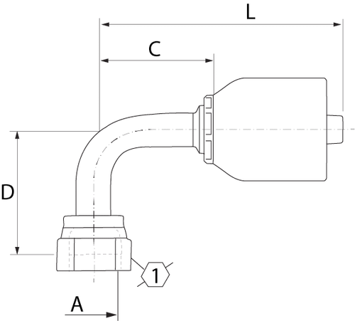 SG SERIES: Hose -20 X ORFS F -24; 90° Short Elbow