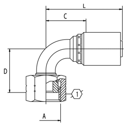 B2 SERIES: Hose -12 X ORFS F -10; 90° Short Elbow