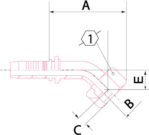 X SERIES: Hose -08 X ORFS F -06; 45° Elbow