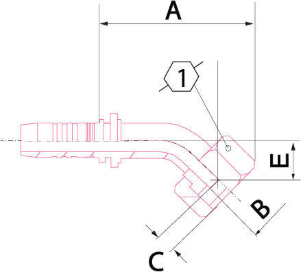 X SERIES: Hose -24 X ORFS F -24; 45° Elbow