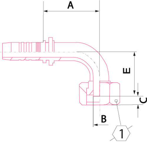 X SERIES: Hose -10 X ORFS F -10; 90° Elbow