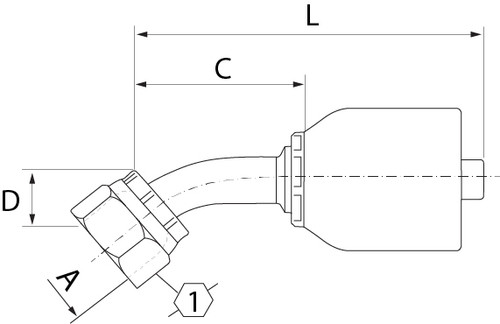 SG SERIES: Hose -12 X ORFS F -10; 45° Elbow