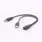 USB 3.0 1F to 2M (black)