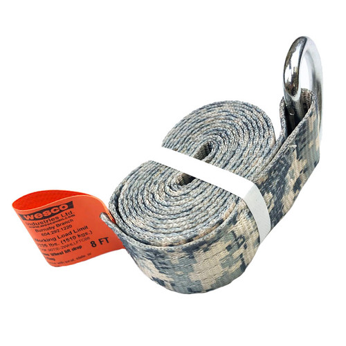 2 inch x 8 FT Gray Camo Wheel Lift Tiedown Strap