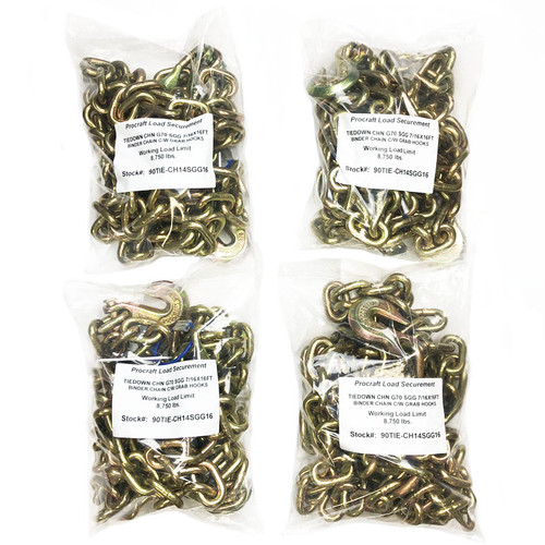 4 Pack 7/16x16FT SGG Grade 70 Tiedown Chain